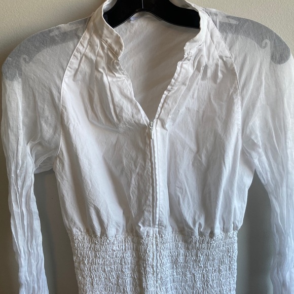 Zip up whit cotton top with ruching - Picture 4 of 5